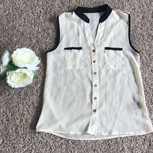 Cream & black dressy top!